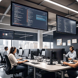 BitBop’s vision section showing a modern office and text about elevating outsourced digital marketing for SMEs.